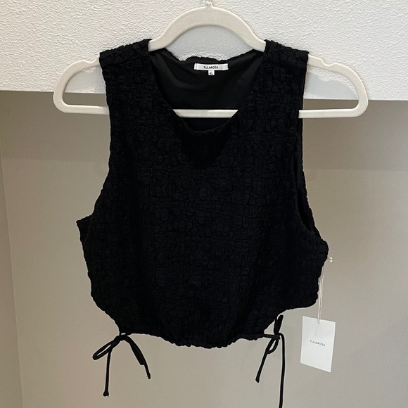 NWT Tularosa (Revolve) Crop Top Black Side Ties (Size XL but fits like M/L) - Picture 4 of 7